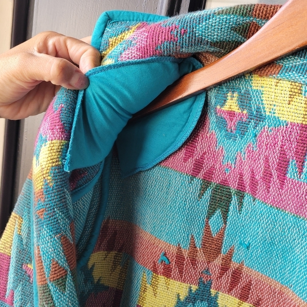 VTG Bedford Fair Womens Blazer Jacket L/XL? Woven Tapestry Southwestern Boho - Picture 10 of 11